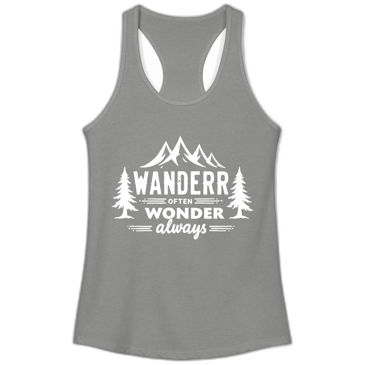 Wander Often Wonder Always Ladies Tank in Heather Grey