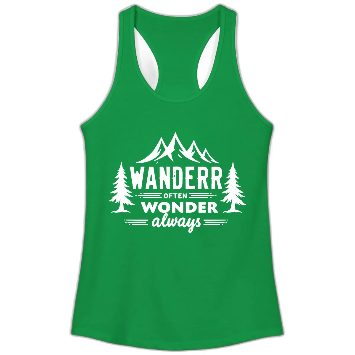 Wander Often Wonder Always Ladies Tank in Solid Kelly Green