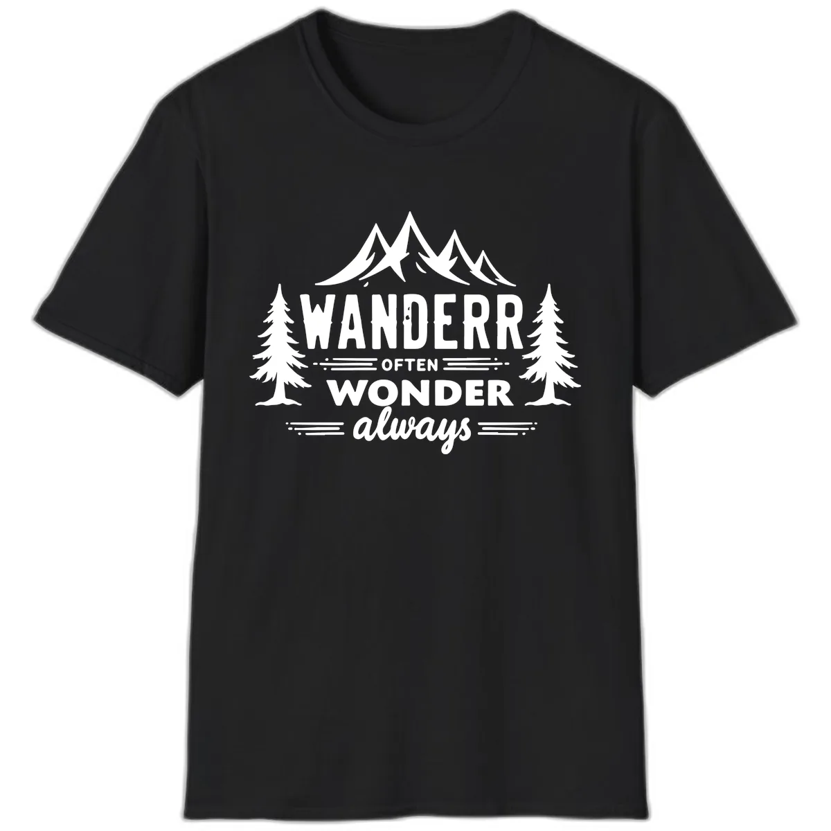 Wander Often Wonder Always T-Shirt in Black