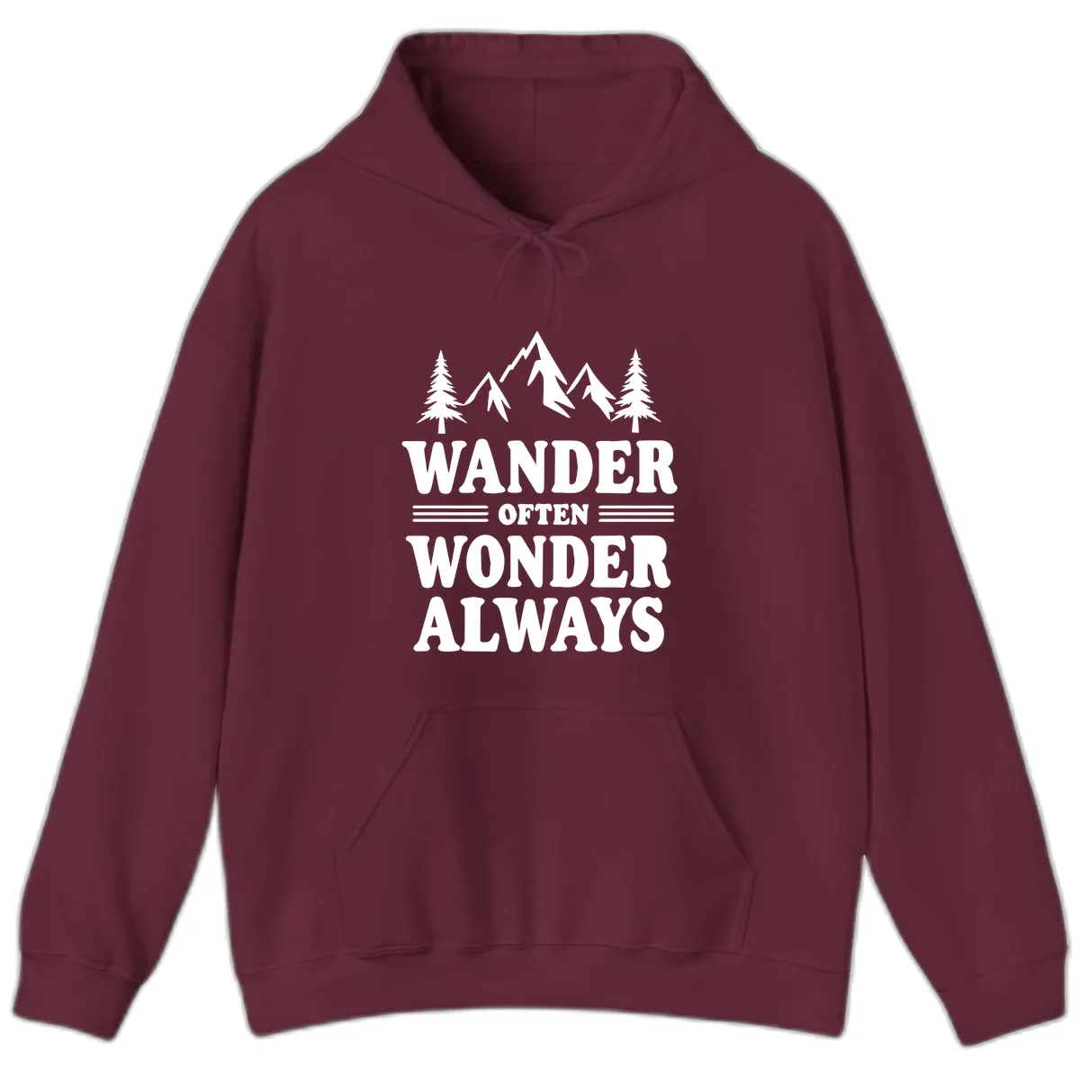 Wander Often Wonder Always Hoodie in Maroon