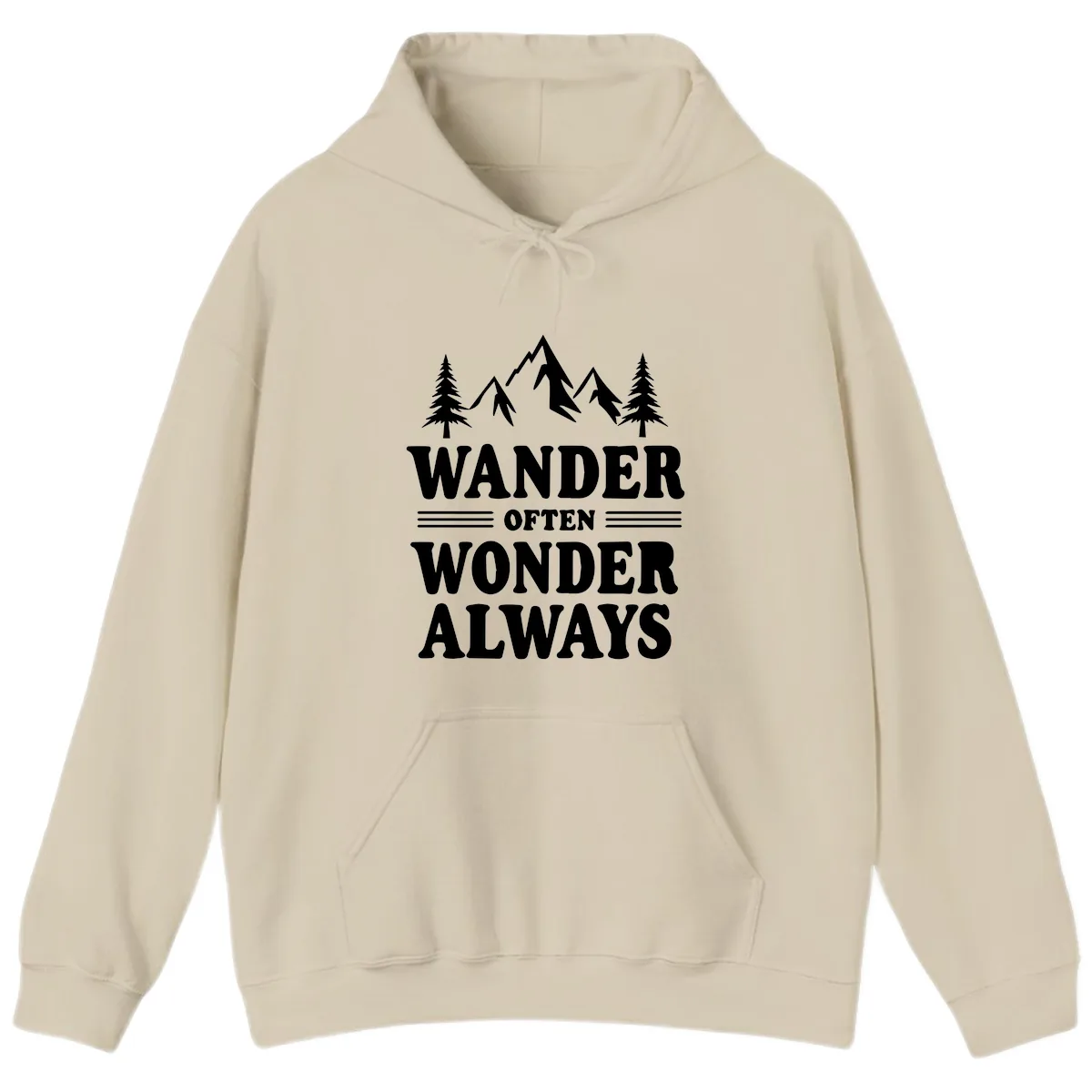 Wander Often Wonder Always Hoodie in Sand