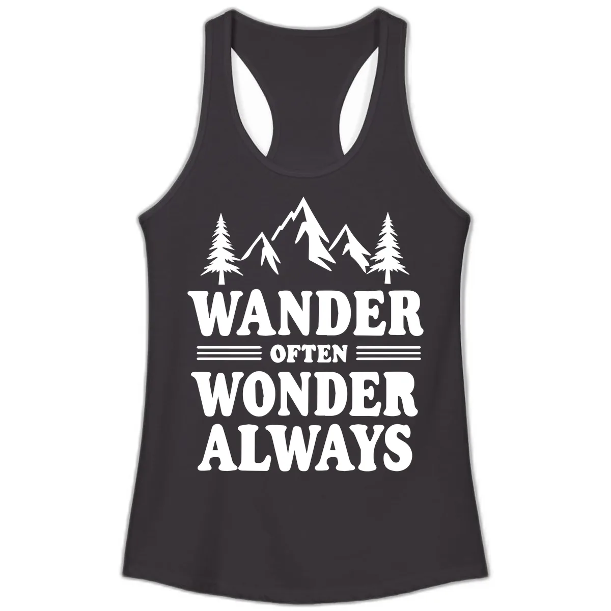 Wander Often Wonder Always Ladies Tank in Black