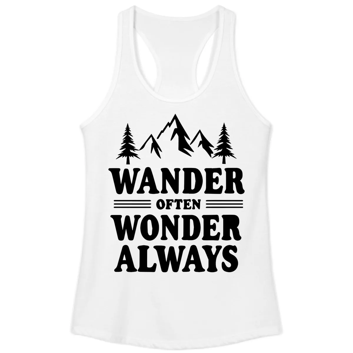 Wander Often Wonder Always Ladies Tank in White
