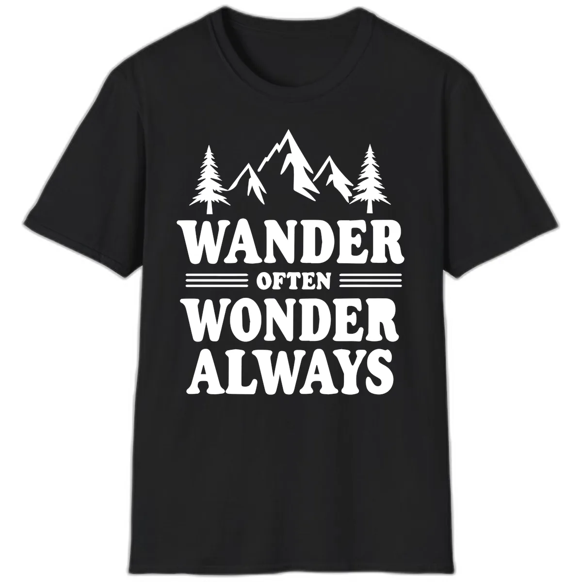 Wander Often Wonder Always T-Shirt in Black