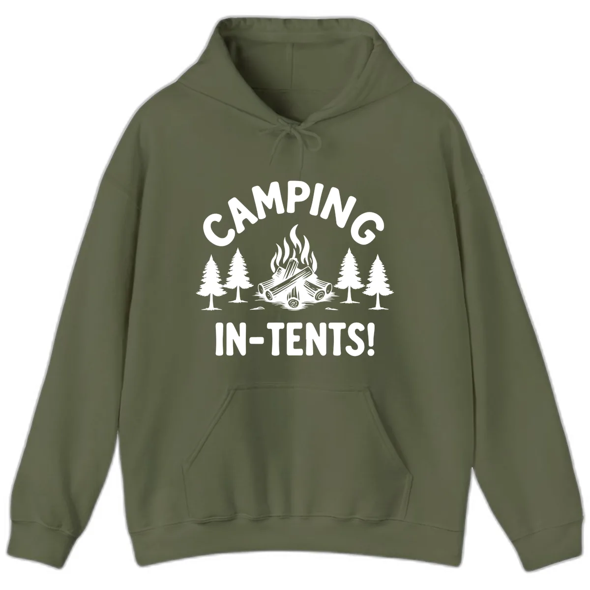 Camping In Tents Hoodie in Military Green