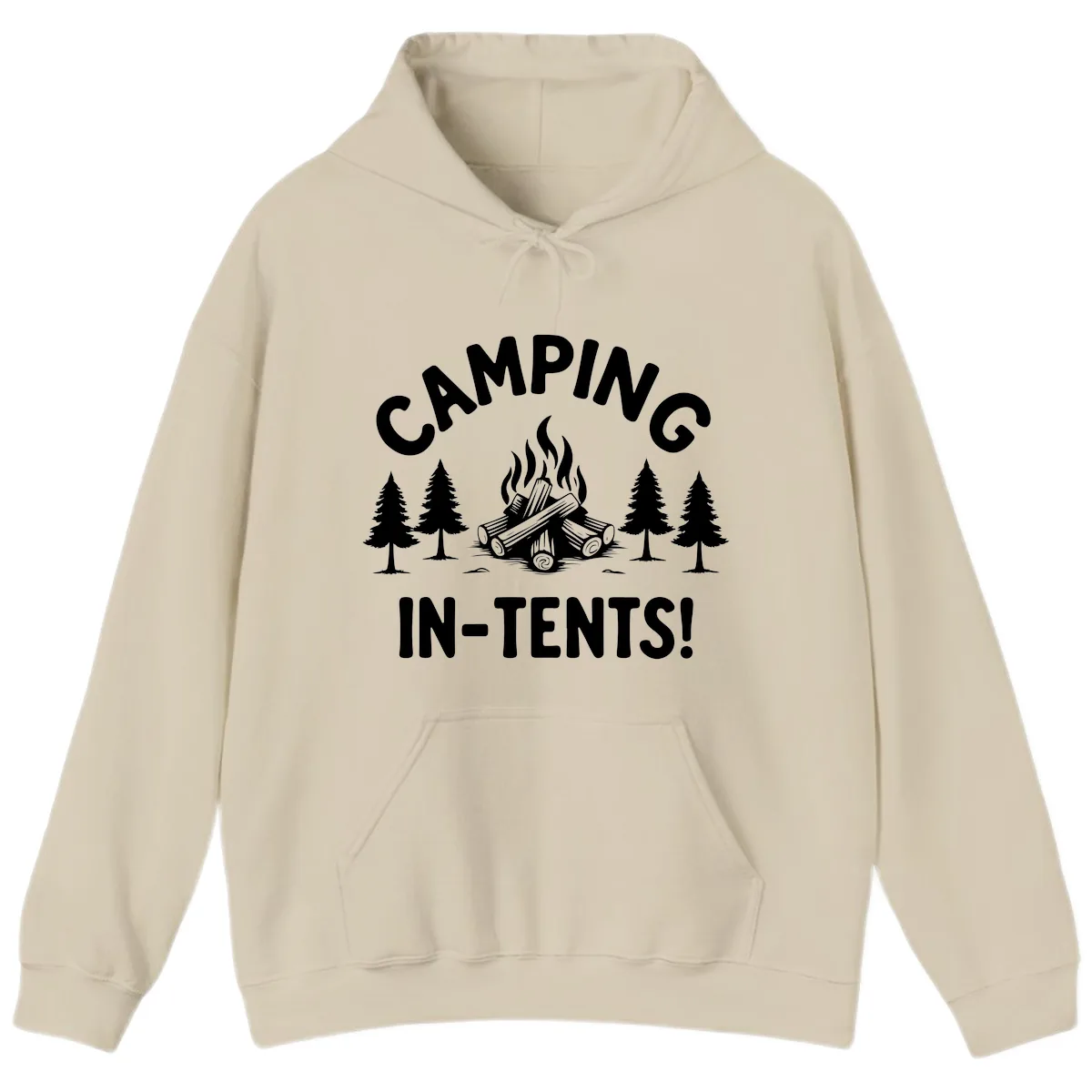 Camping In Tents Hoodie in Sand