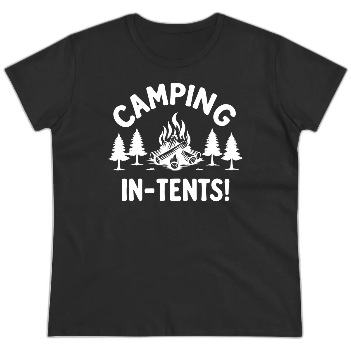 Camping In Tents Ladies Tee in Black
