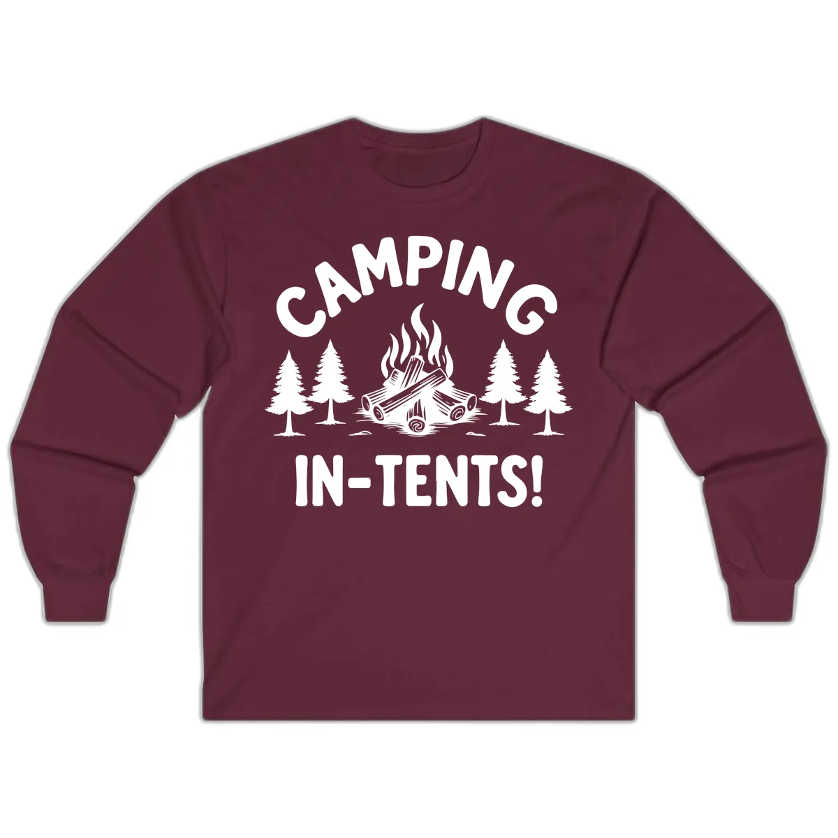 Camping In Tents Long Sleeve in Maroon