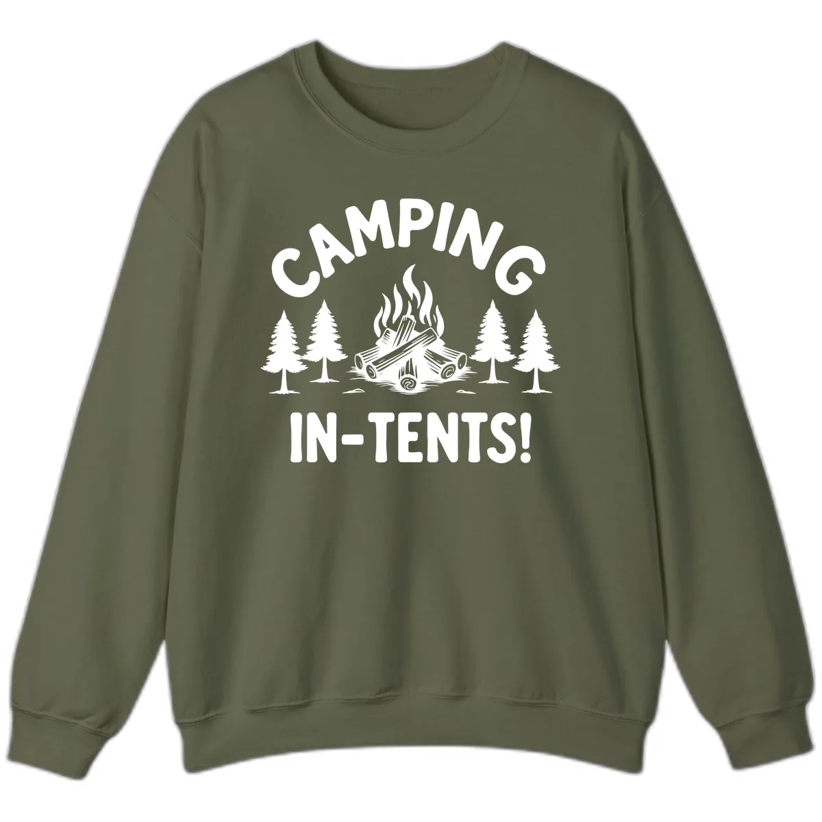 Camping In Tents Sweatshirt in Military Green