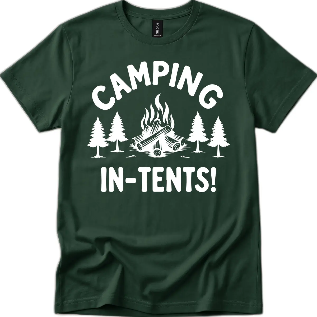 Camping In Tents T-Shirt in Forest Green