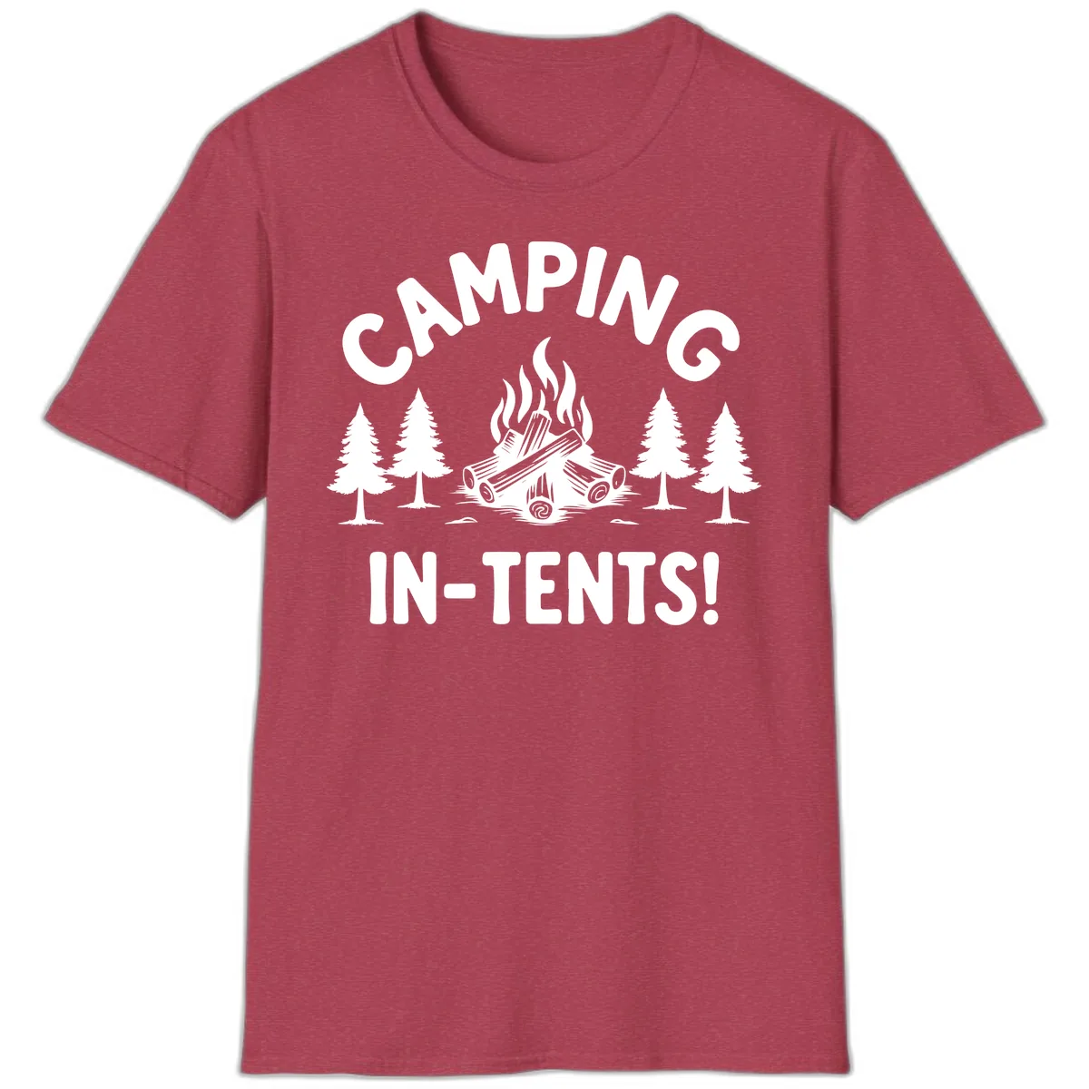 Camping In Tents T-Shirt in Heather Cardinal