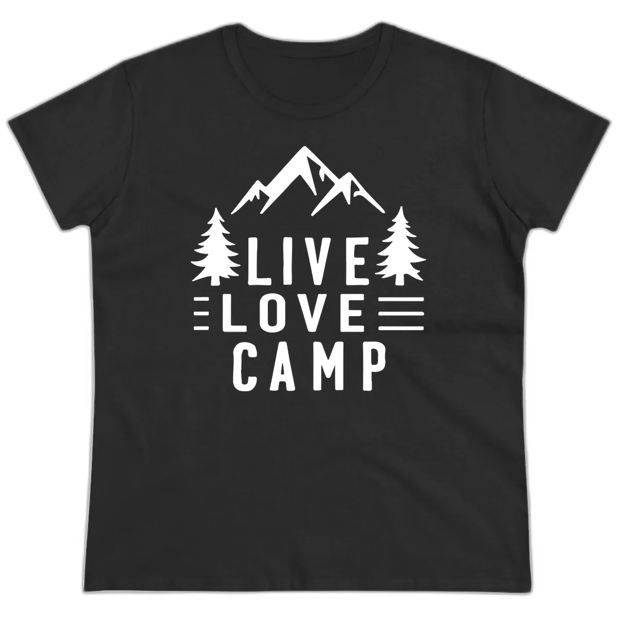 Live Love Camp Mountain Wilderness Ladies Tee in Black