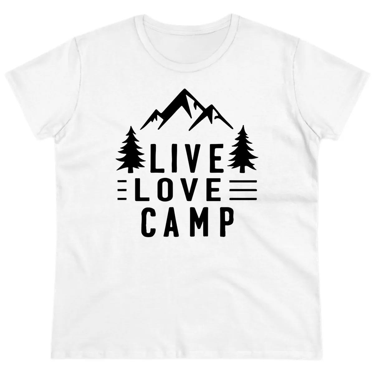 Live Love Camp Mountain Wilderness Ladies Tee in White