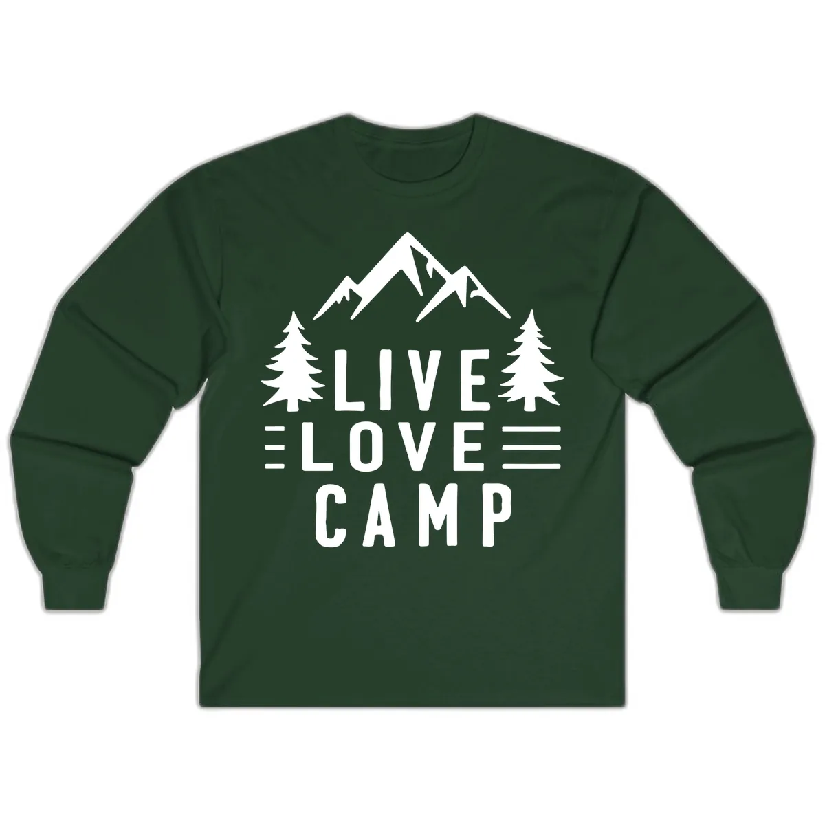 Live Love Camp Mountain Wilderness Long Sleeve in Forest Green