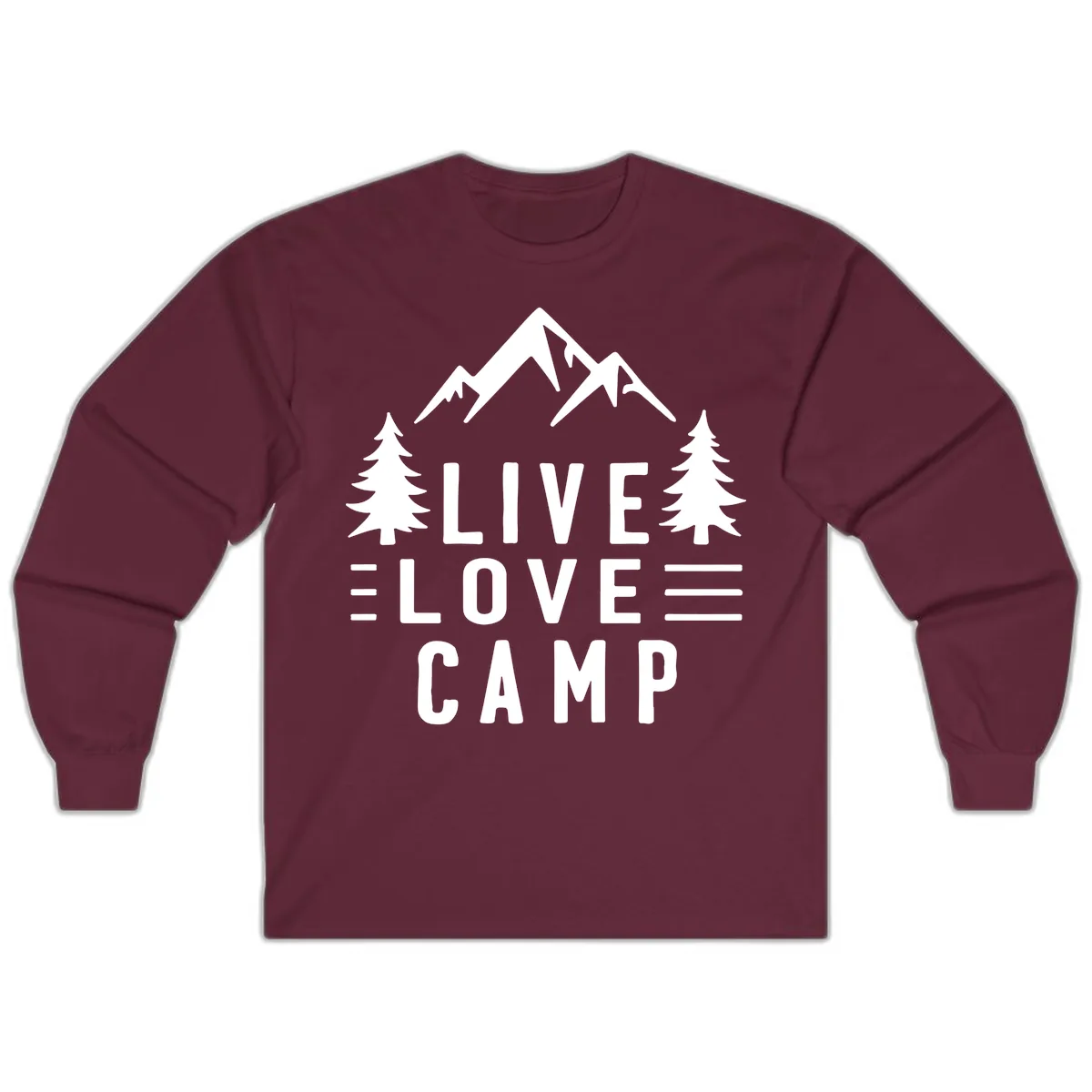 Live Love Camp Mountain Wilderness Long Sleeve in Maroon