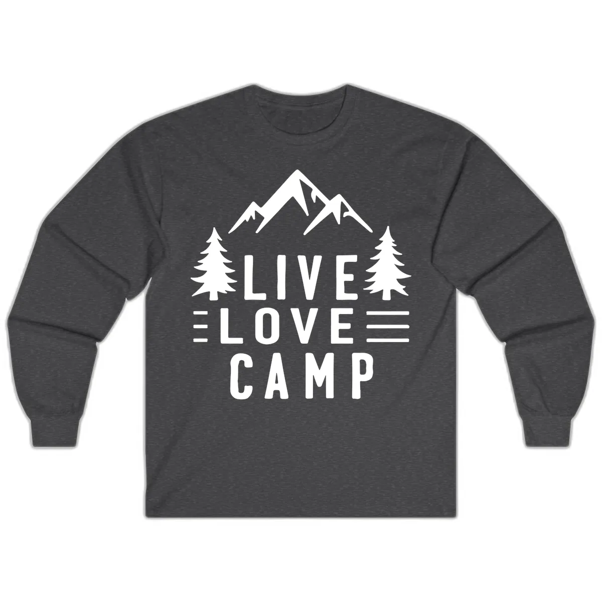 Live Love Camp Mountain Wilderness Long Sleeve in Dark Heather