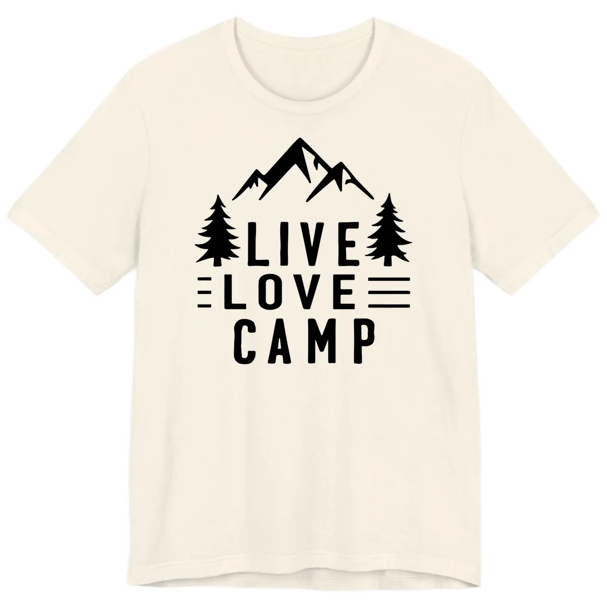 Live Love Camp Mountain Wilderness Premium T-Shirt in Natural
