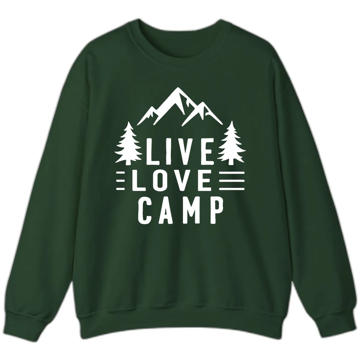 Live Love Camp Mountain Wilderness Sweatshirt in Forest Green