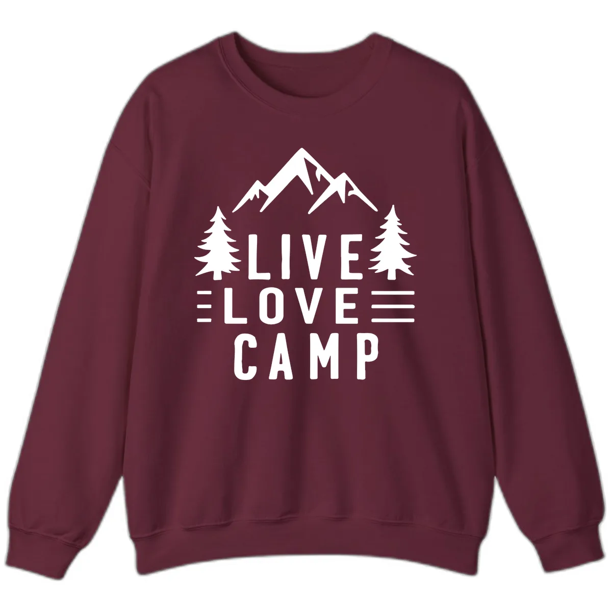 Live Love Camp Mountain Wilderness Sweatshirt in Maroon