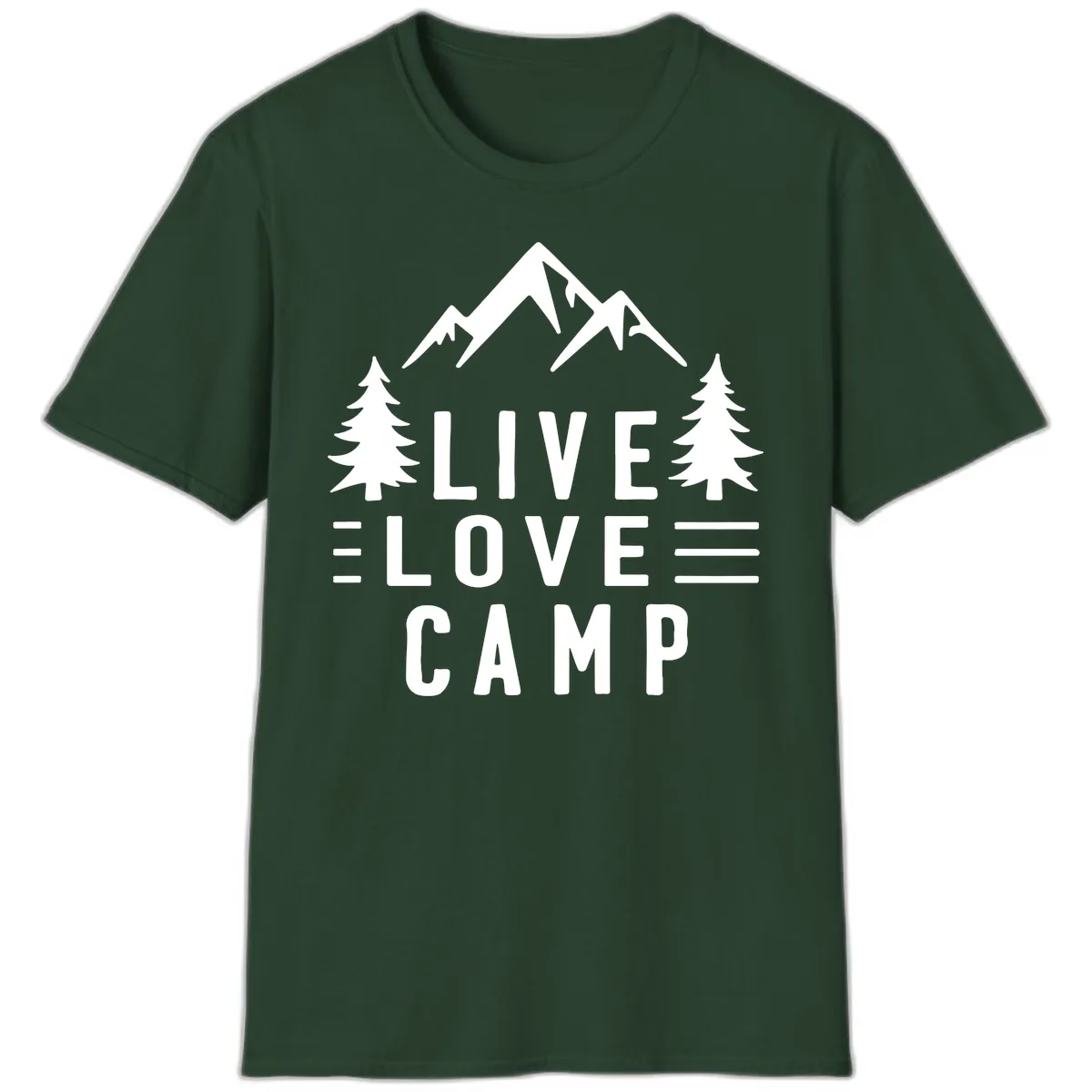 Live Love Camp Mountain Wilderness T-Shirt in Forest Green