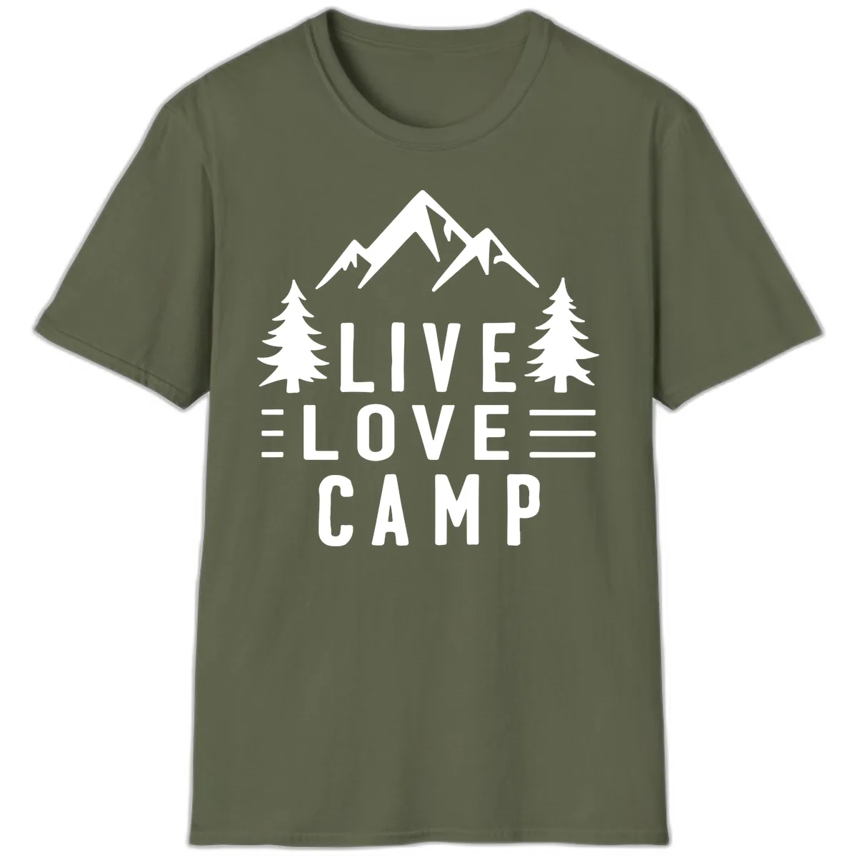 Live Love Camp Mountain Wilderness T-Shirt in Military Green
