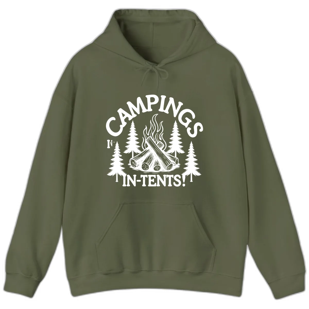 Camping In Tents Hoodie in Military Green