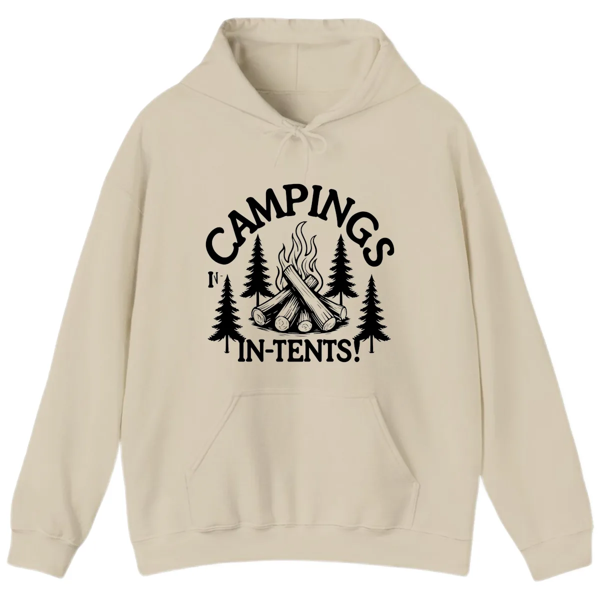 Camping In Tents Hoodie in Sand