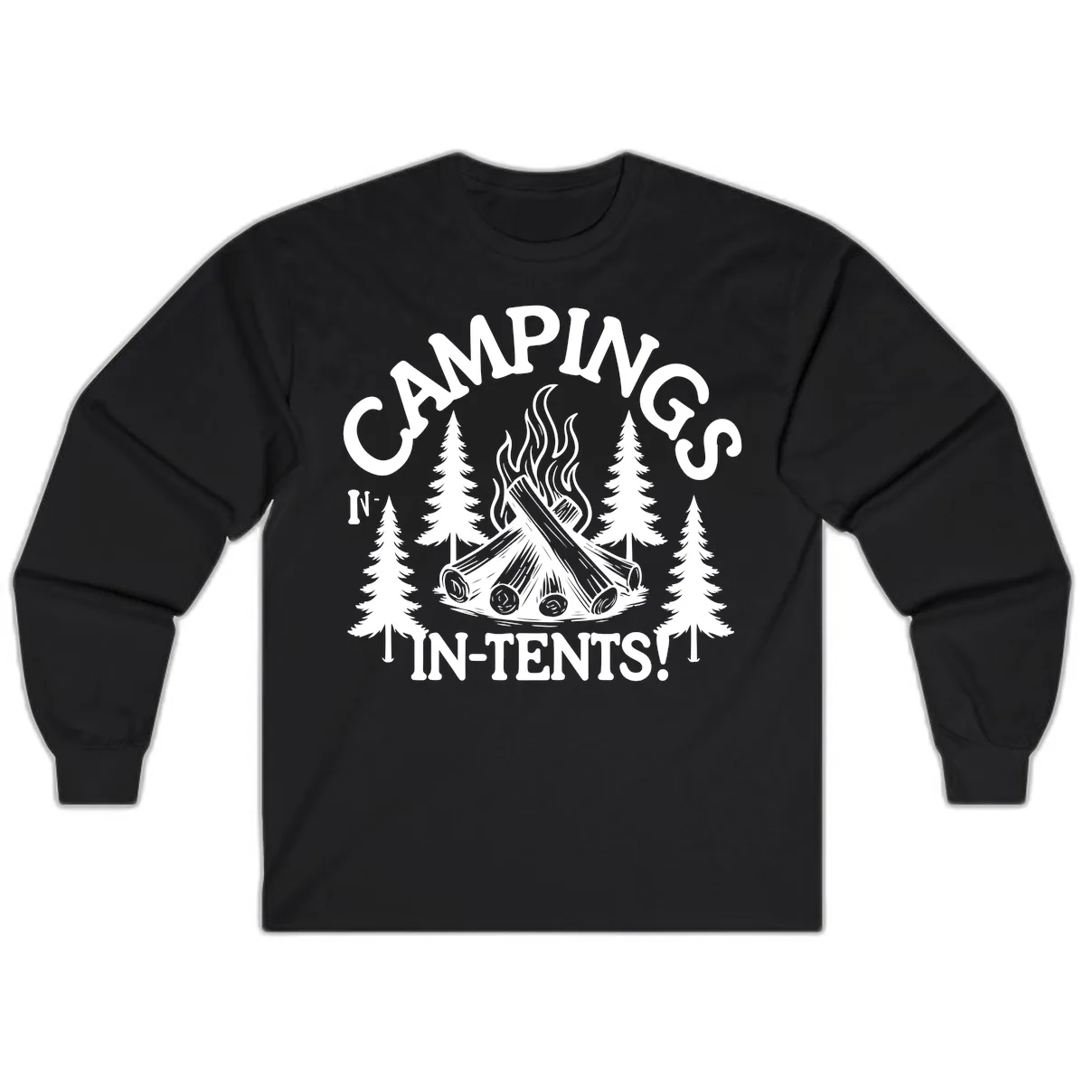 Camping In Tents Long Sleeve in Black