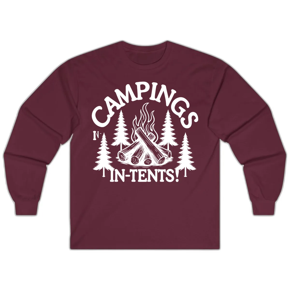 Camping In Tents Long Sleeve in Maroon
