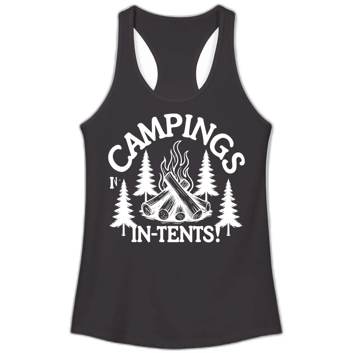 Camping In Tents Ladies Tank in Black