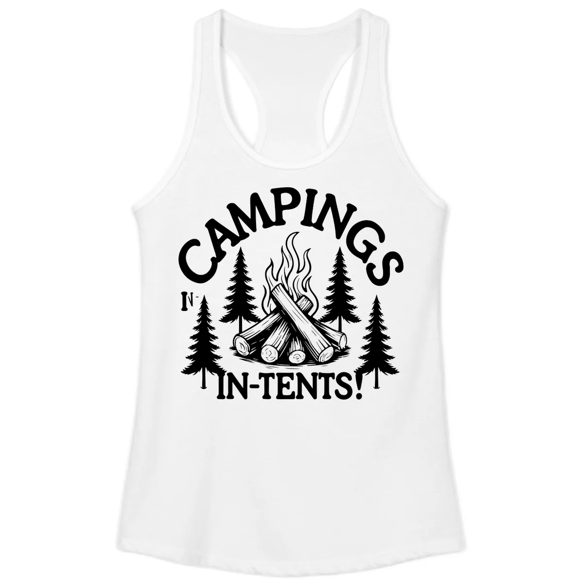 Camping In Tents Ladies Tank in White