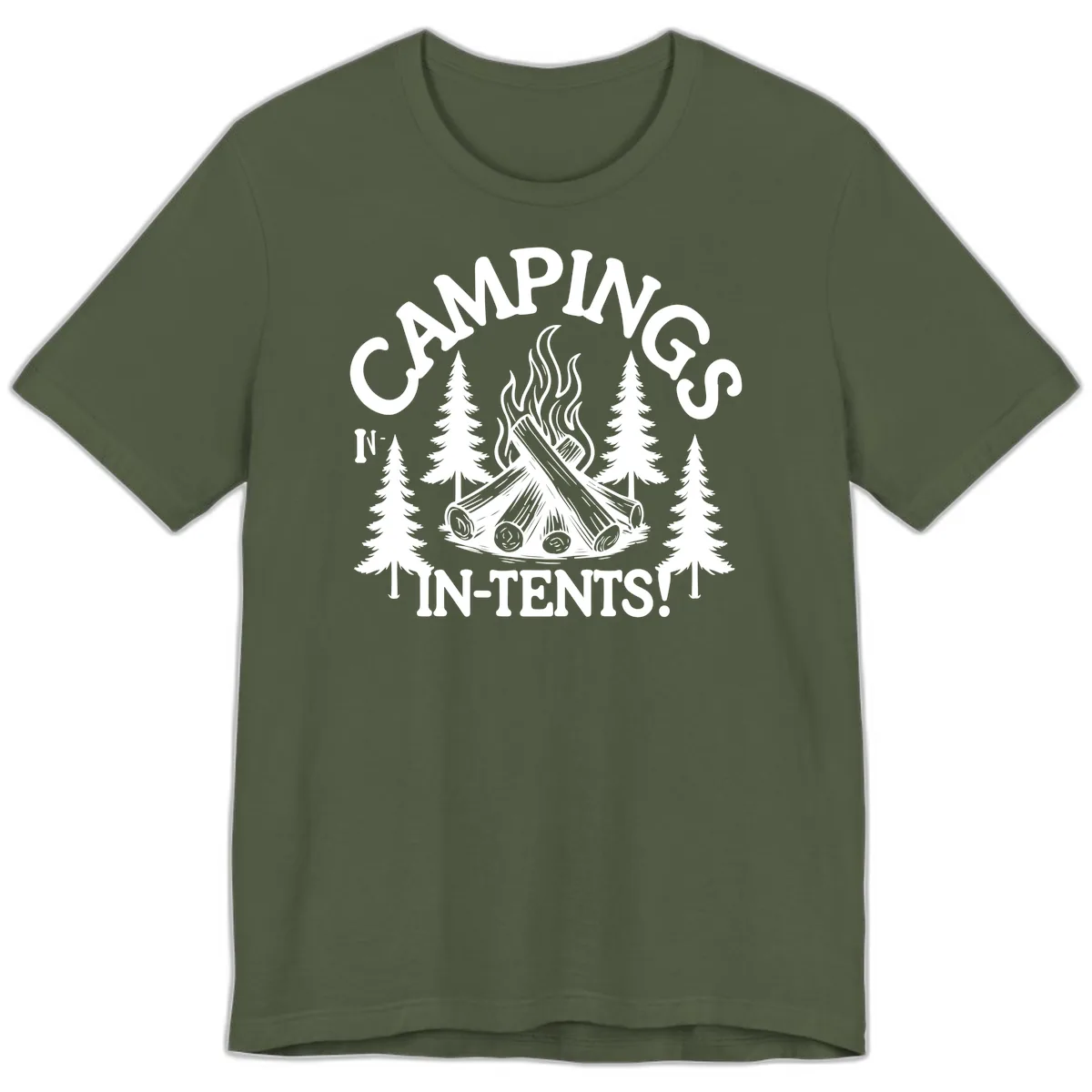 Camping In Tents Premium T-Shirt in Military Green