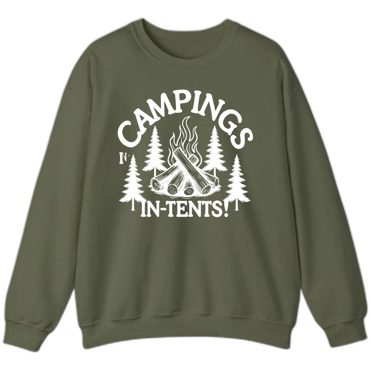 Camping In Tents Sweatshirt in Military Green