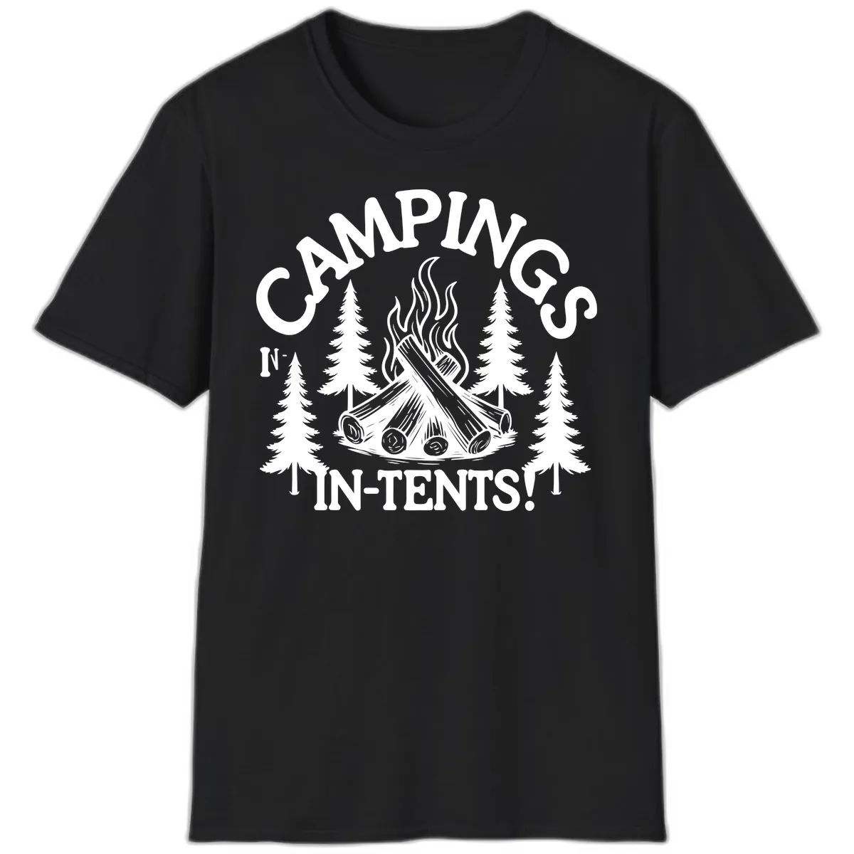 Camping In Tents T-Shirt in Black