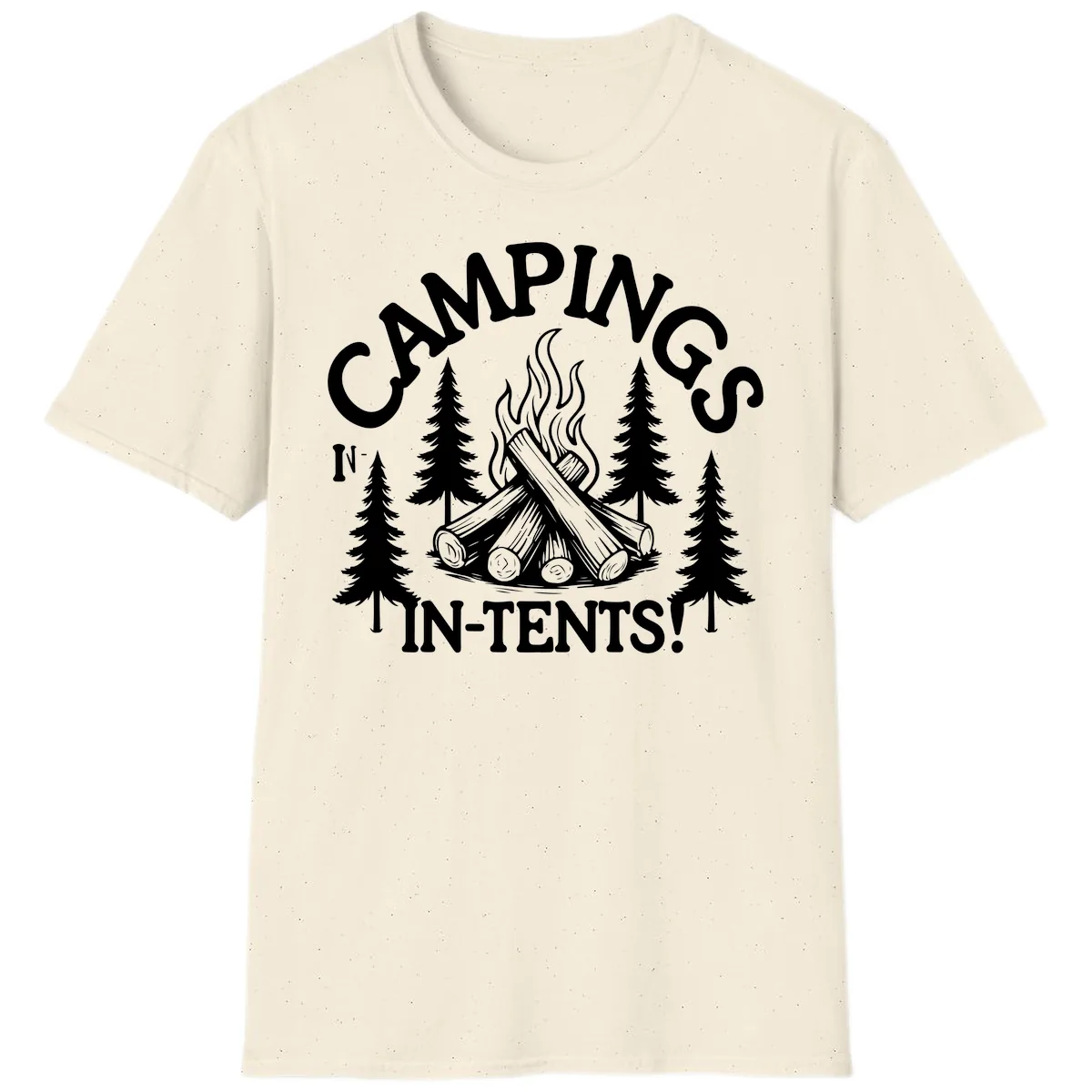 Camping In Tents T-Shirt in Natural
