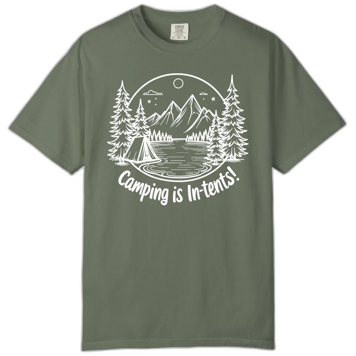 Camping Is In-Tents Mountain Lake Escape Comfort Color in Moss