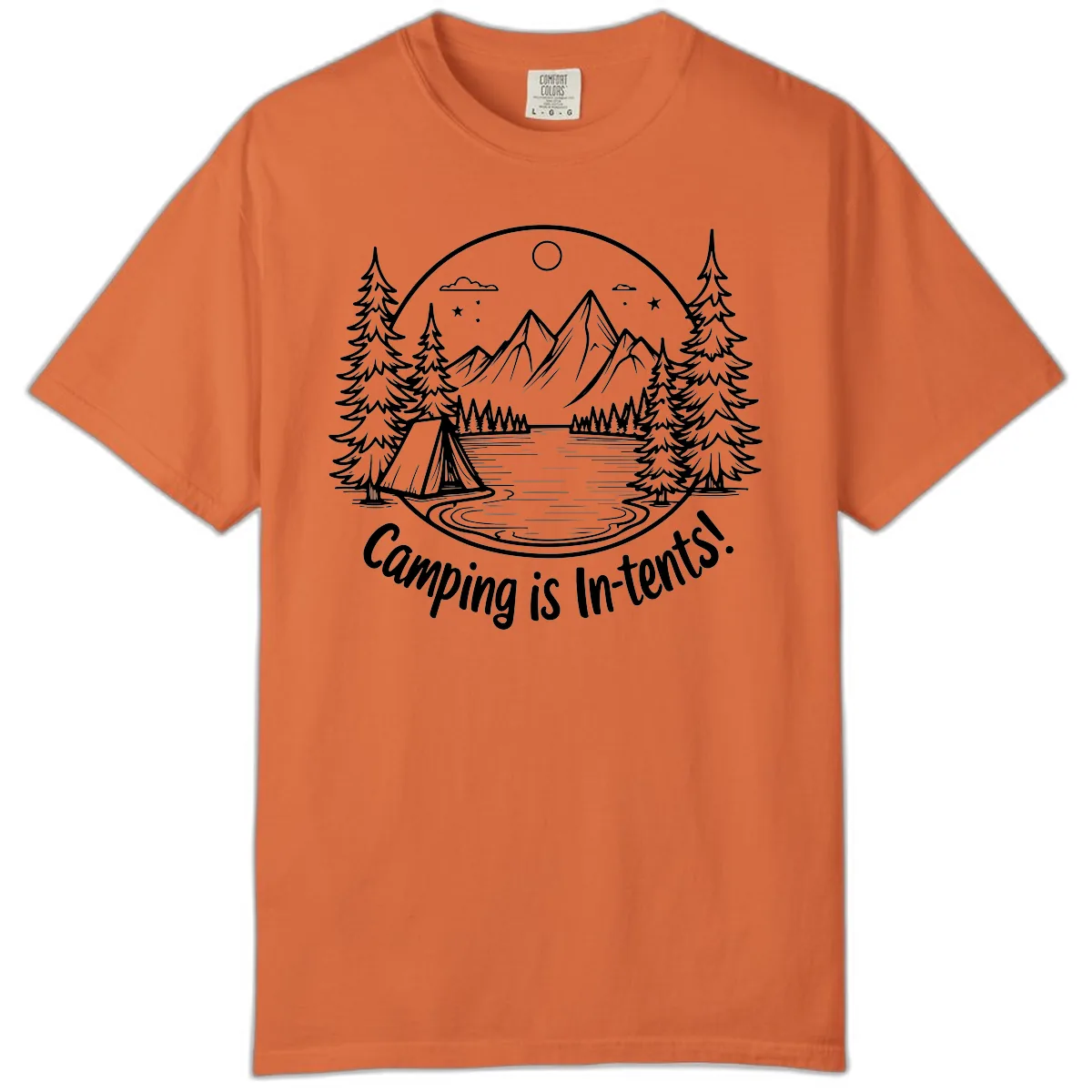 Camping Is In-Tents Mountain Lake Escape Comfort Color in Burnt Orange