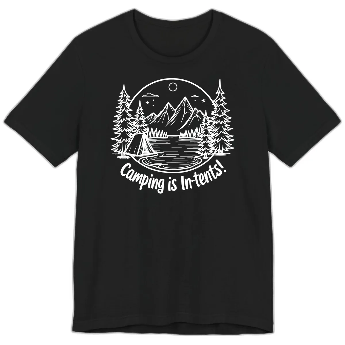 Camping Is In-Tents Mountain Lake Escape Premium T-Shirt in Black