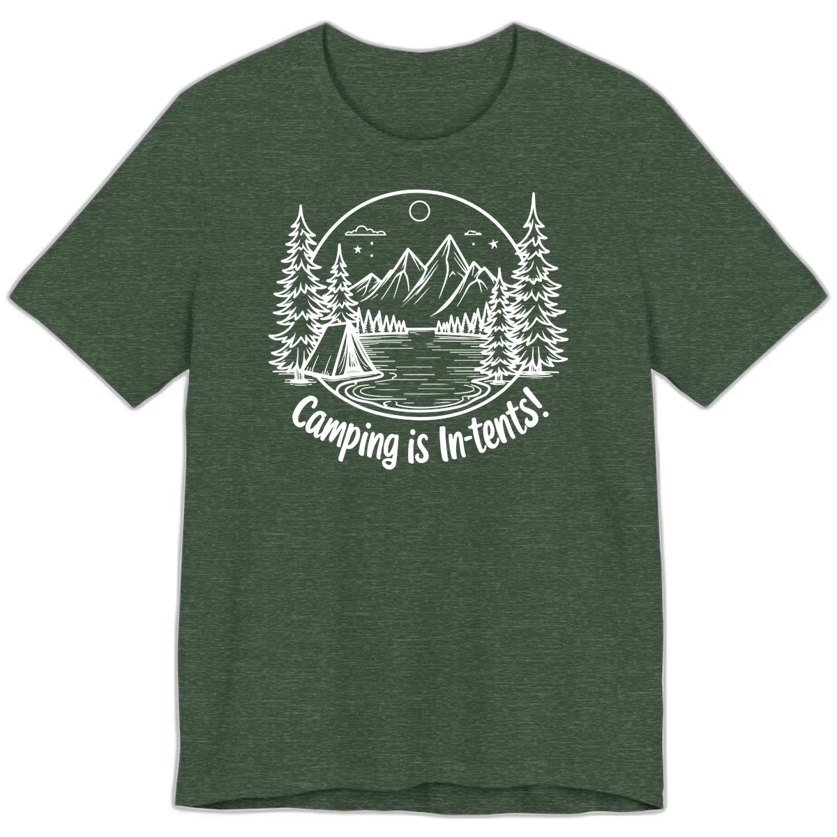 Camping Is In-Tents Mountain Lake Escape Premium T-Shirt in Heather Forest