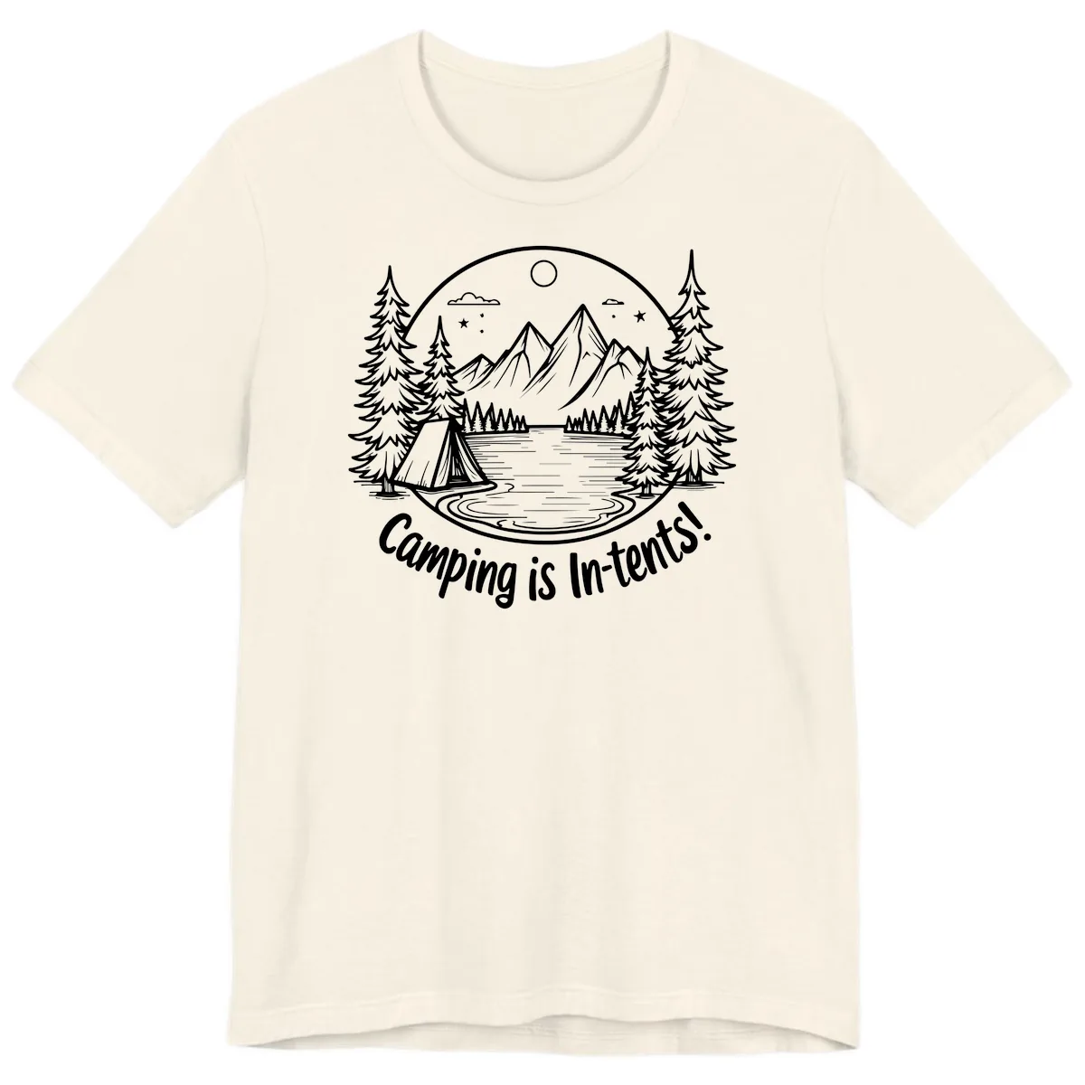 Camping Is In-Tents Mountain Lake Escape Premium T-Shirt in Natural