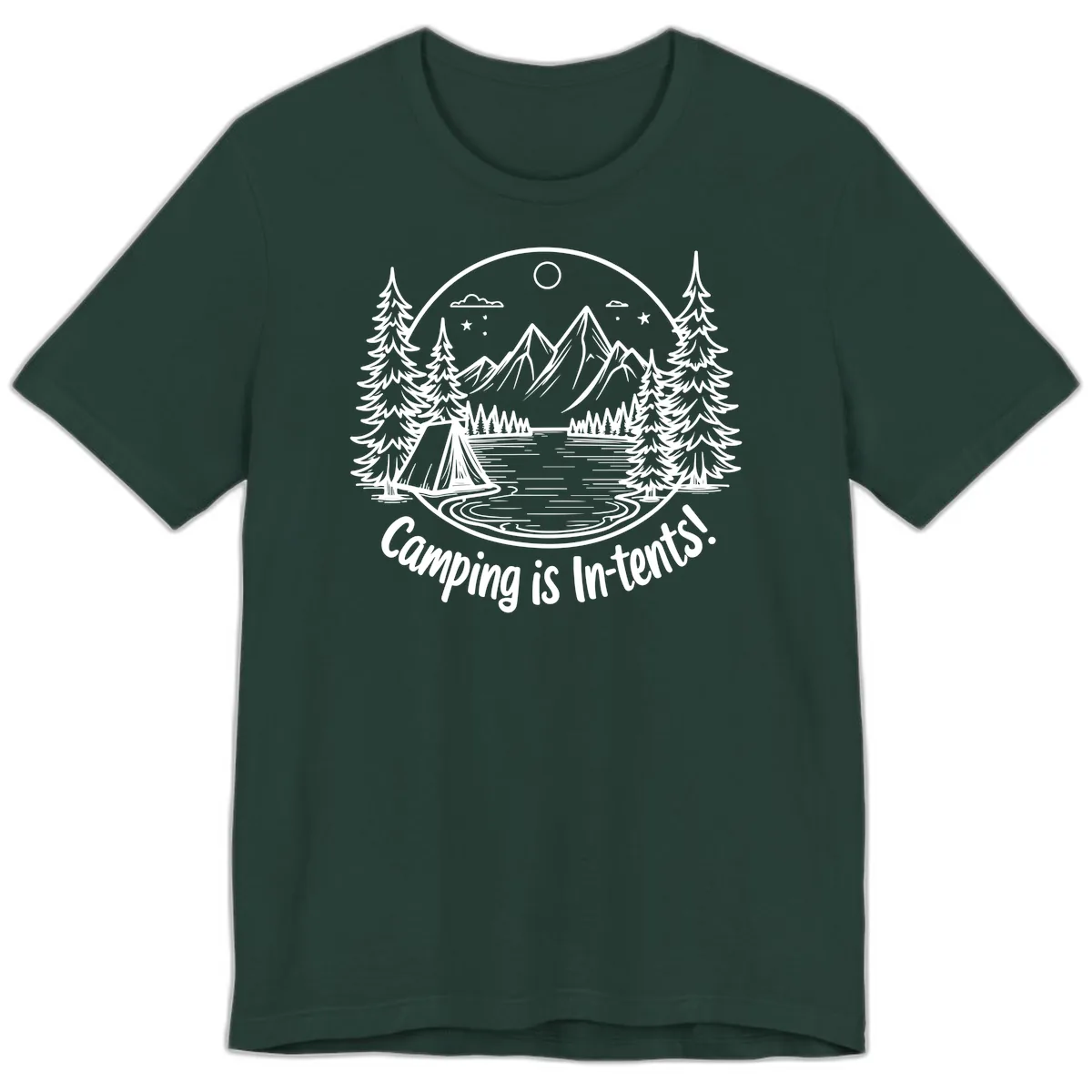 Camping Is In-Tents Mountain Lake Escape Premium T-Shirt in Forest