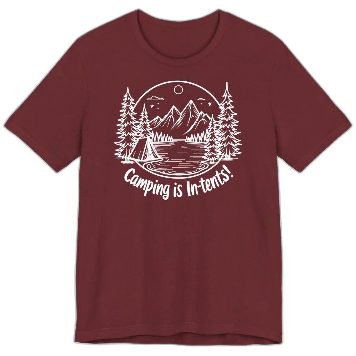 Camping Is In-Tents Mountain Lake Escape Premium T-Shirt in Heather Cardinal