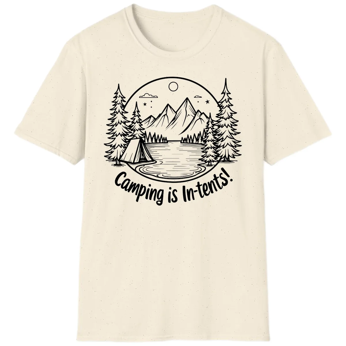 Camping Is In-Tents Mountain Lake Escape T-Shirt in Natural
