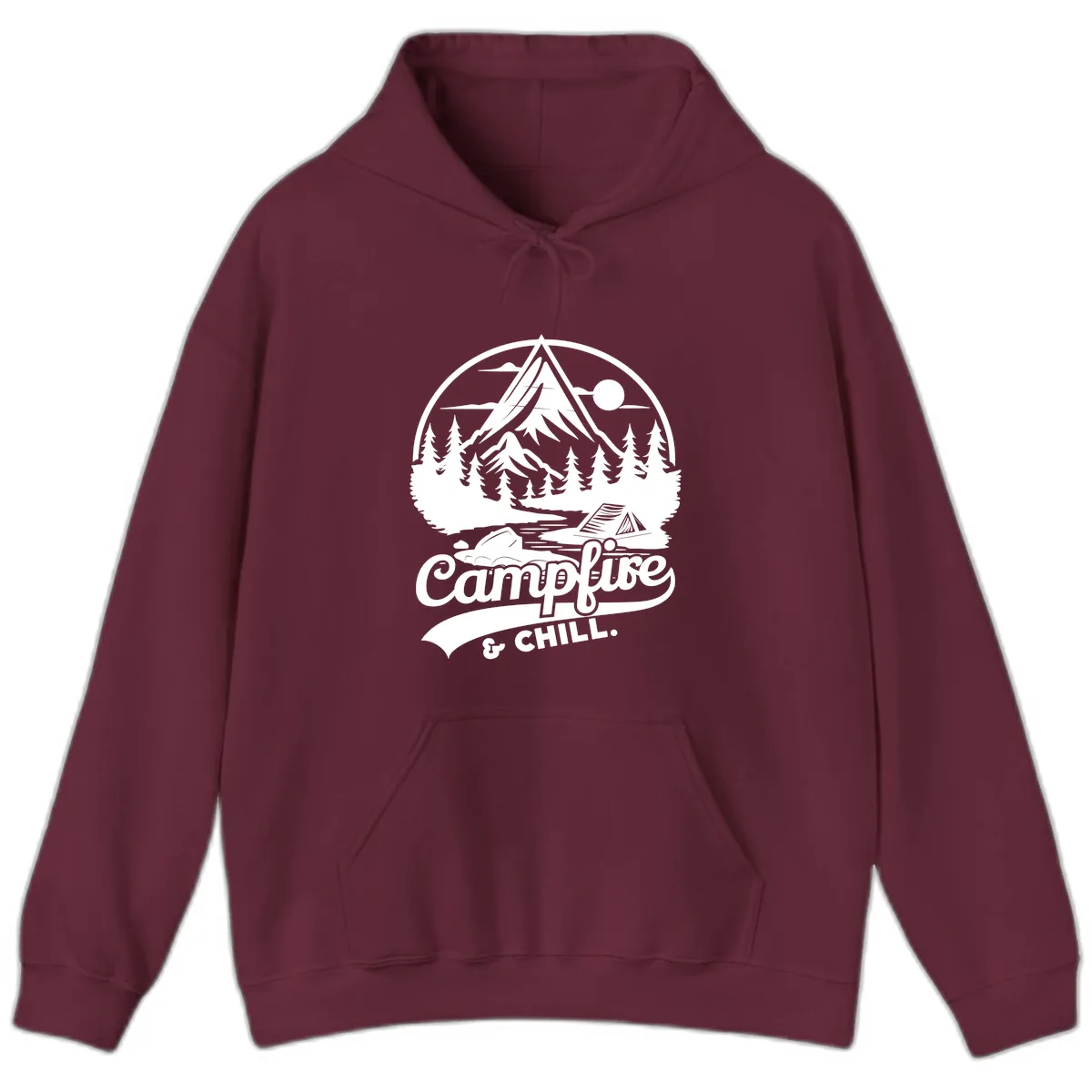 Campfire And Chill Mountain Escape Hoodie in Maroon