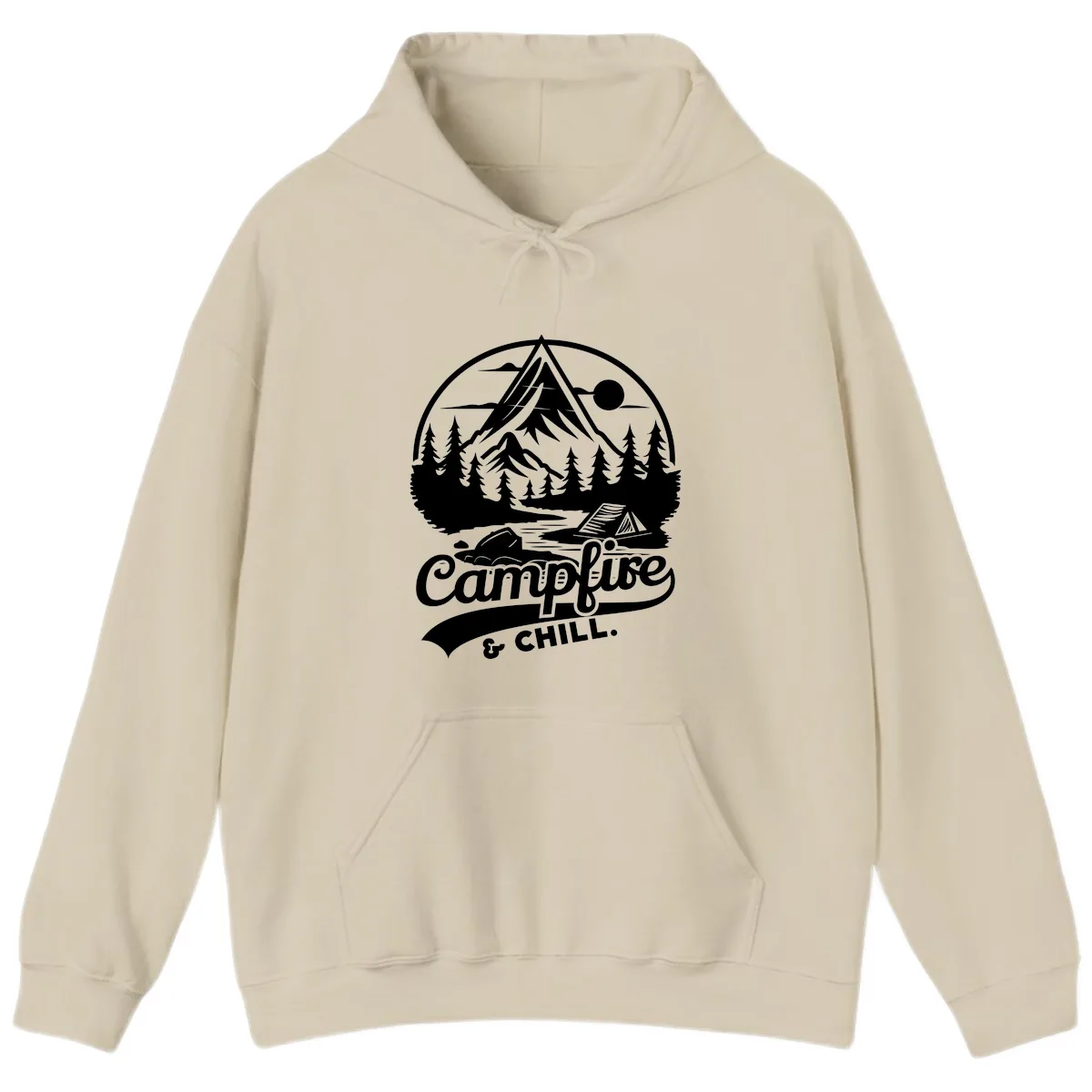 Campfire And Chill Mountain Escape Hoodie in Sand