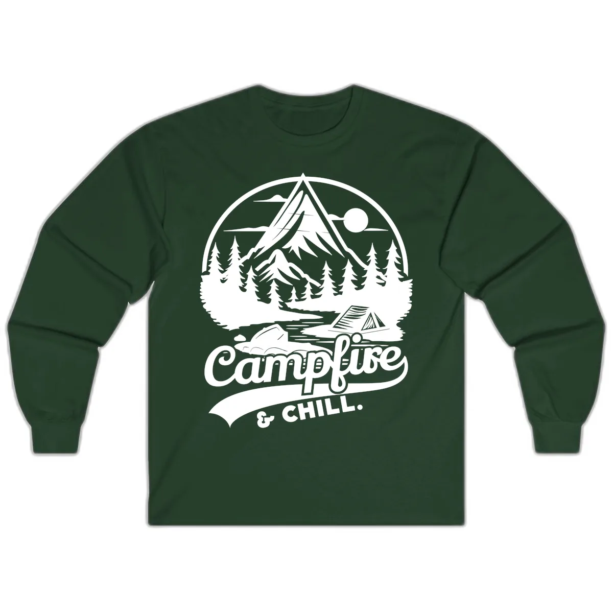 Campfire And Chill Mountain Escape Long Sleeve in Forest Green