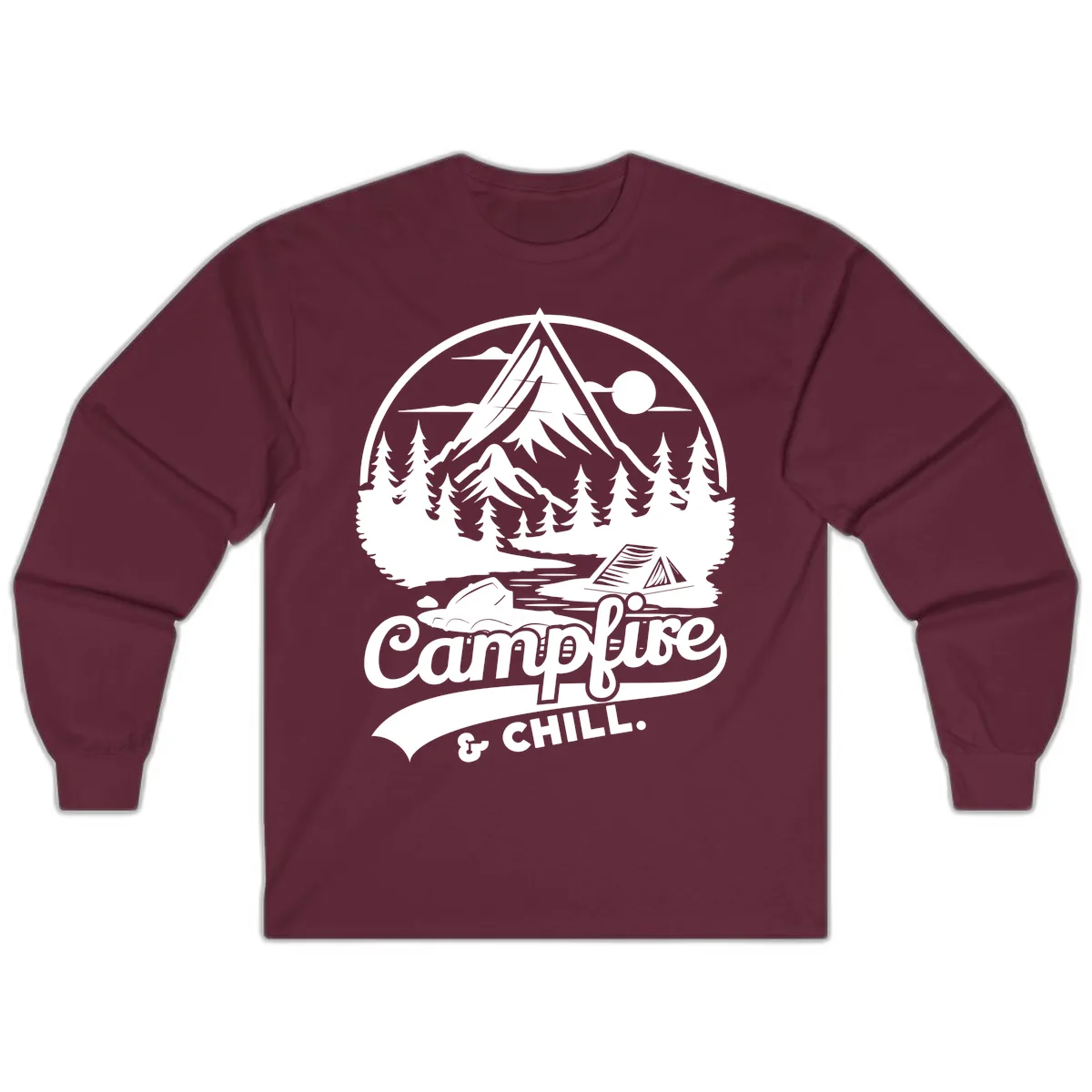 Campfire And Chill Mountain Escape Long Sleeve in Maroon
