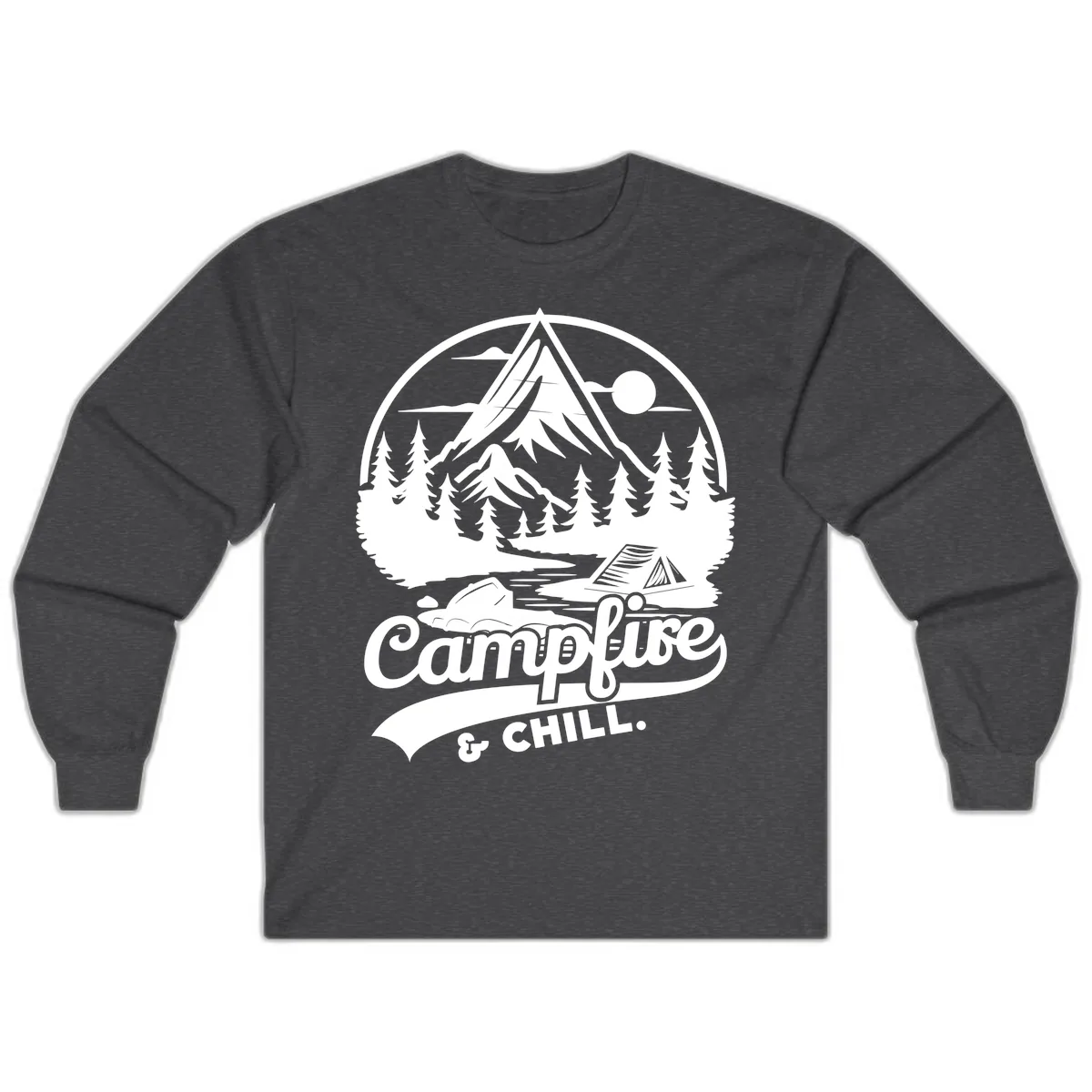 Campfire And Chill Mountain Escape Long Sleeve in Dark Heather