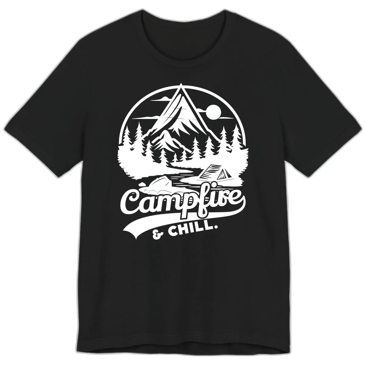 Campfire And Chill Mountain Escape Premium T-Shirt in Black
