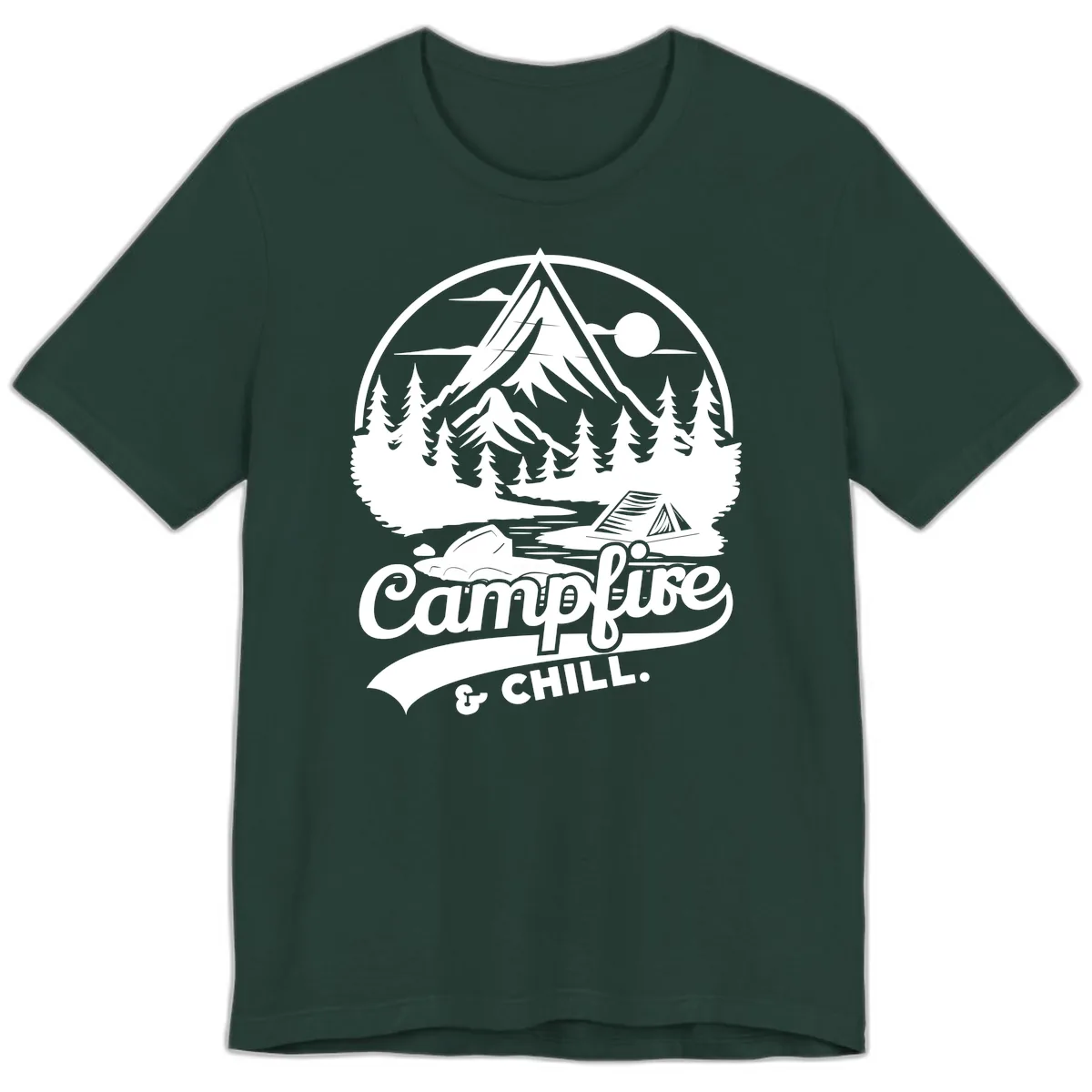 Campfire And Chill Mountain Escape Premium T-Shirt in Forest